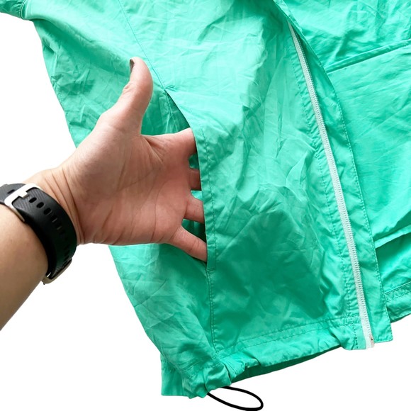 Asics Womens Full Zip Hooded Running Rain Jacket Windbreaker Teal Mint Green, Sm - Picture 4 of 13